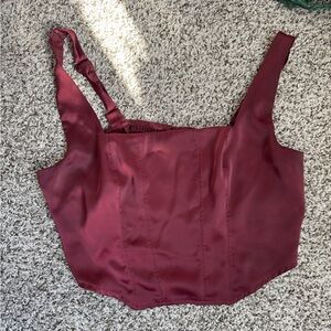 Burgundy corset style crop top